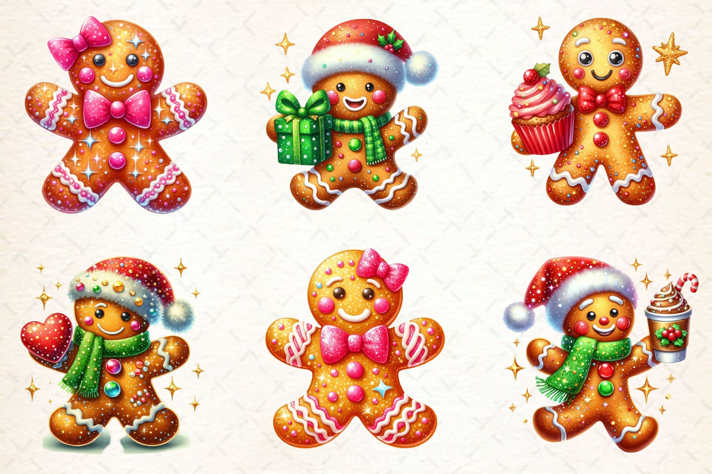 Glitter Gingerbread Man Clipart Bundle 2 - CraftNest - Digital Crafting and Art