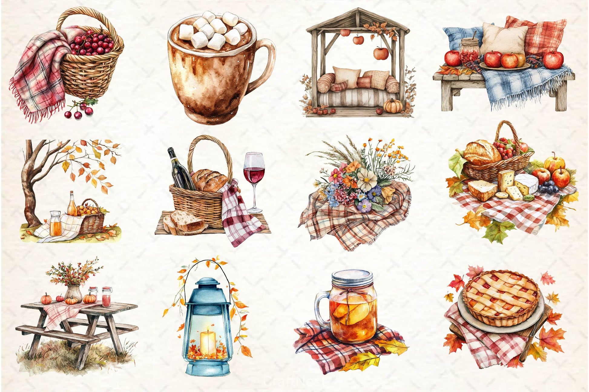 Fall Picnic Clipart Bundle 89 - CraftNest - Digital Crafting and Art