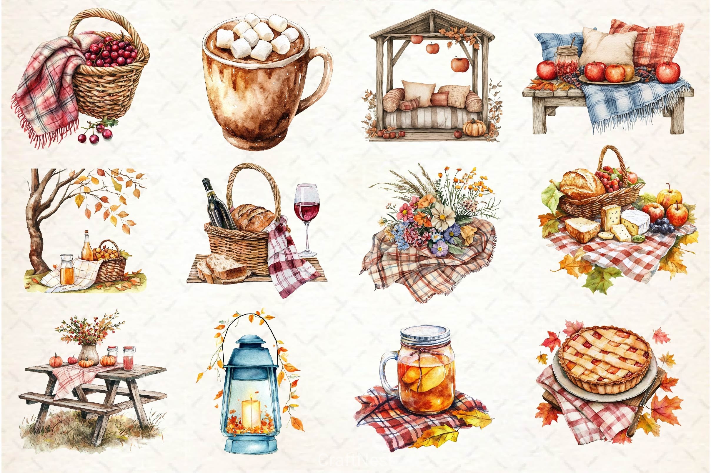 Fall Picnic Clipart Bundle 89 - CraftNest - Digital Crafting and Art