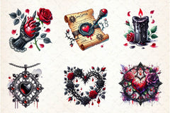 Love Gothic Valentines Day Clipart Bundle - CraftNest - Digital Crafting and Art