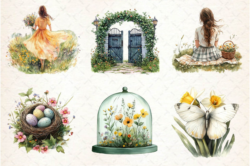 Spring Aesthetic Clipart Bundle - CraftNest - Digital Crafting and Art