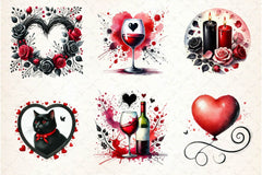 Black Valentine Clipart Bundle 3 - CraftNest - Digital Crafting and Art