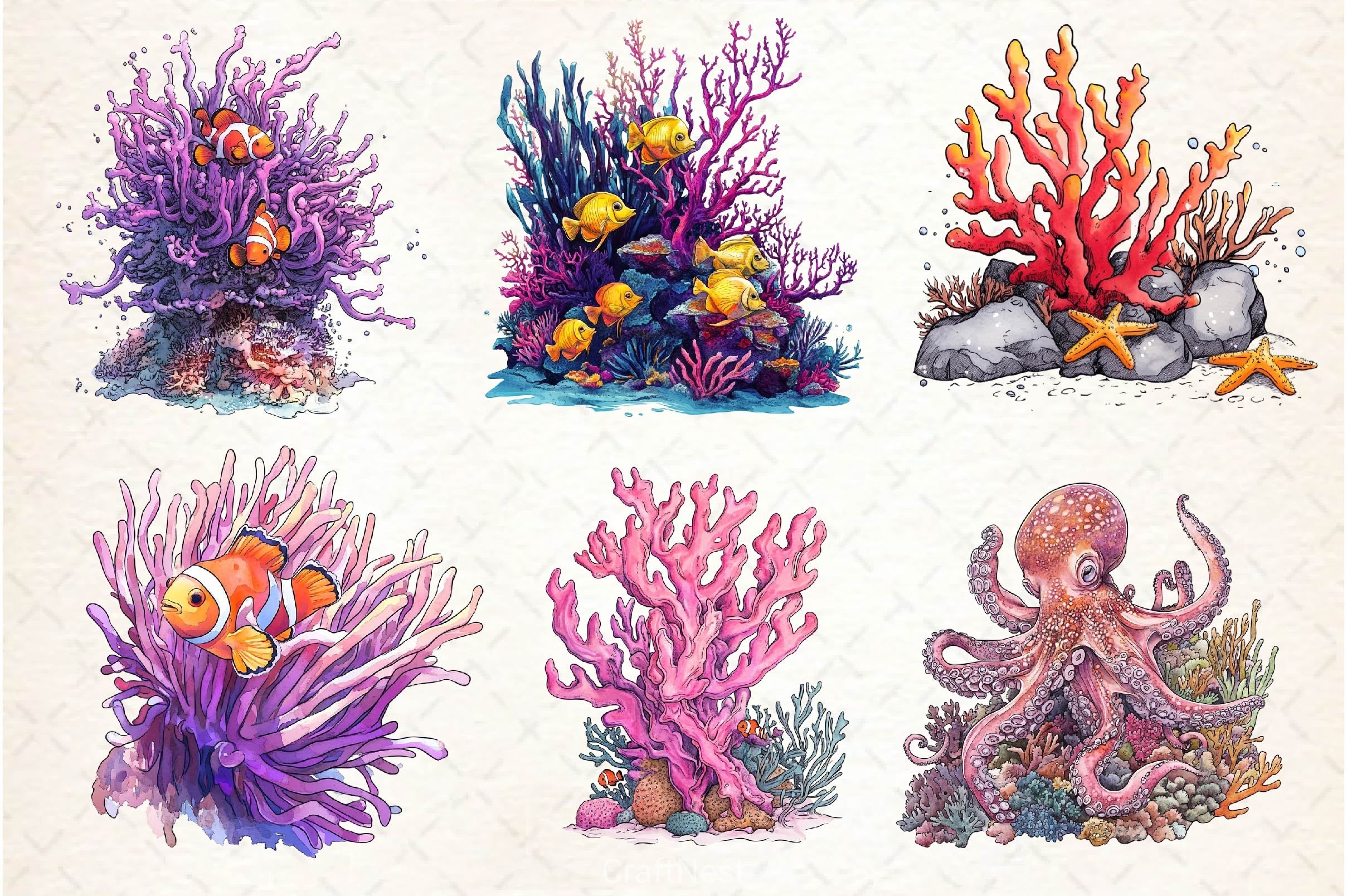 Coral Reef Clipart Bundle 2 - CraftNest - Digital Crafting and Art
