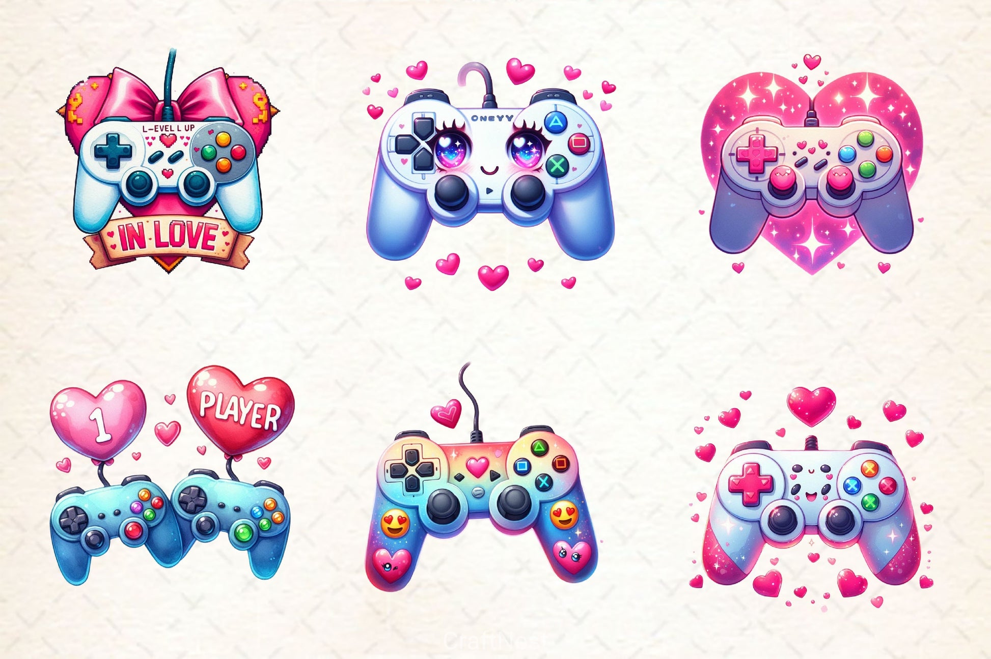 Valentine Game Controllers Clipart Bundle 2 - CraftNest - Digital Crafting and Art