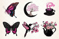 Black & Pink Spring Clipart Bundle 2 - CraftNest - Digital Crafting and Art