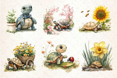 Spring Turtles Garden Clipart Bundle - CraftNest - Digital Crafting and Art