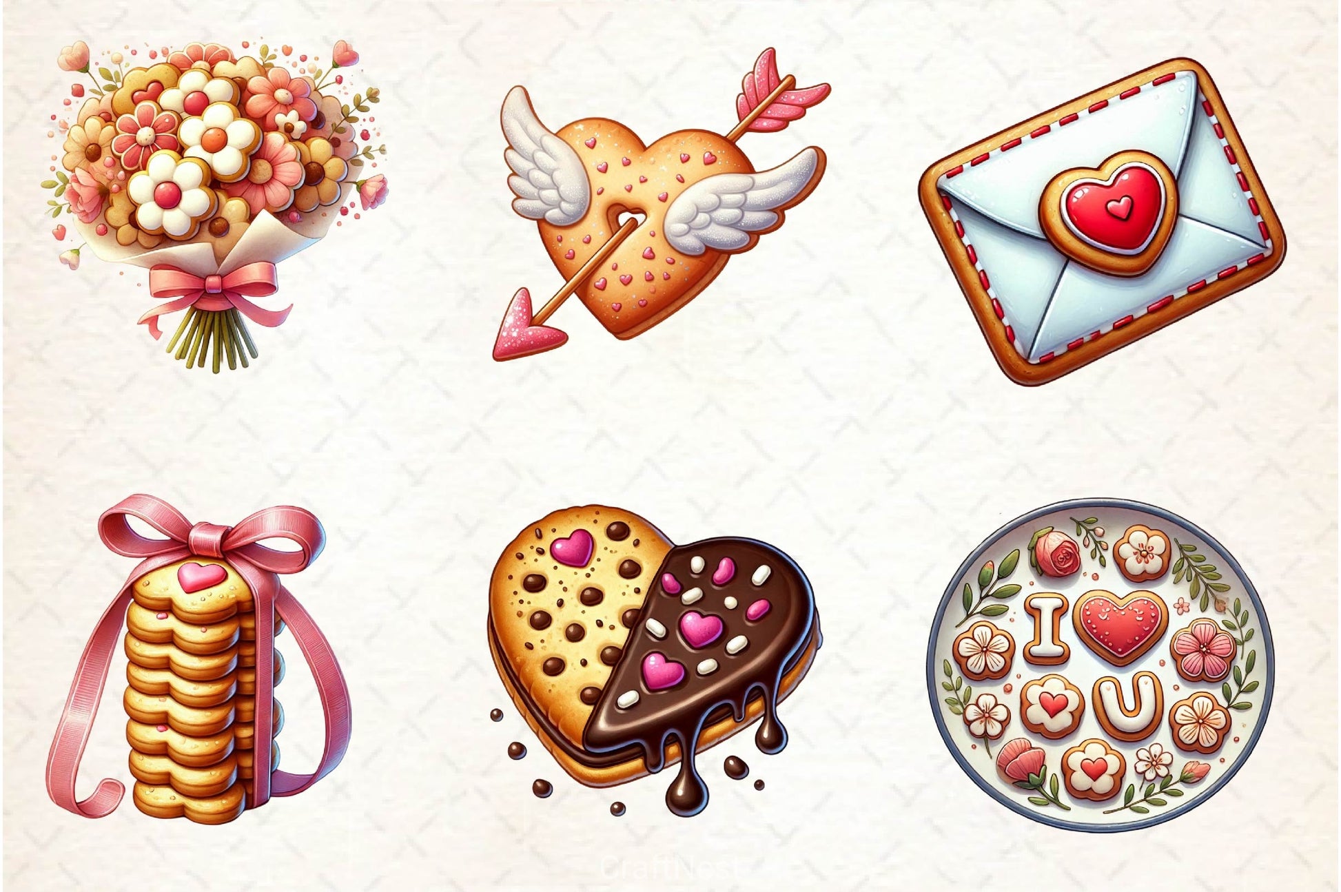 Valentine Biscuits Clipart Bundle - CraftNest - Digital Crafting and Art