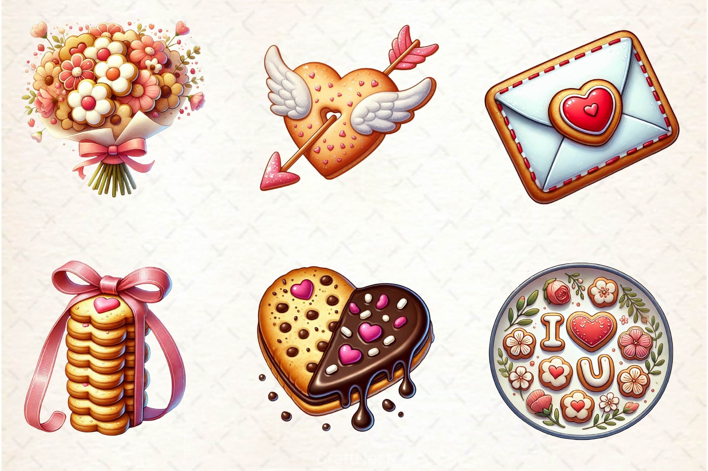 Valentine Biscuits Clipart Bundle - CraftNest - Digital Crafting and Art