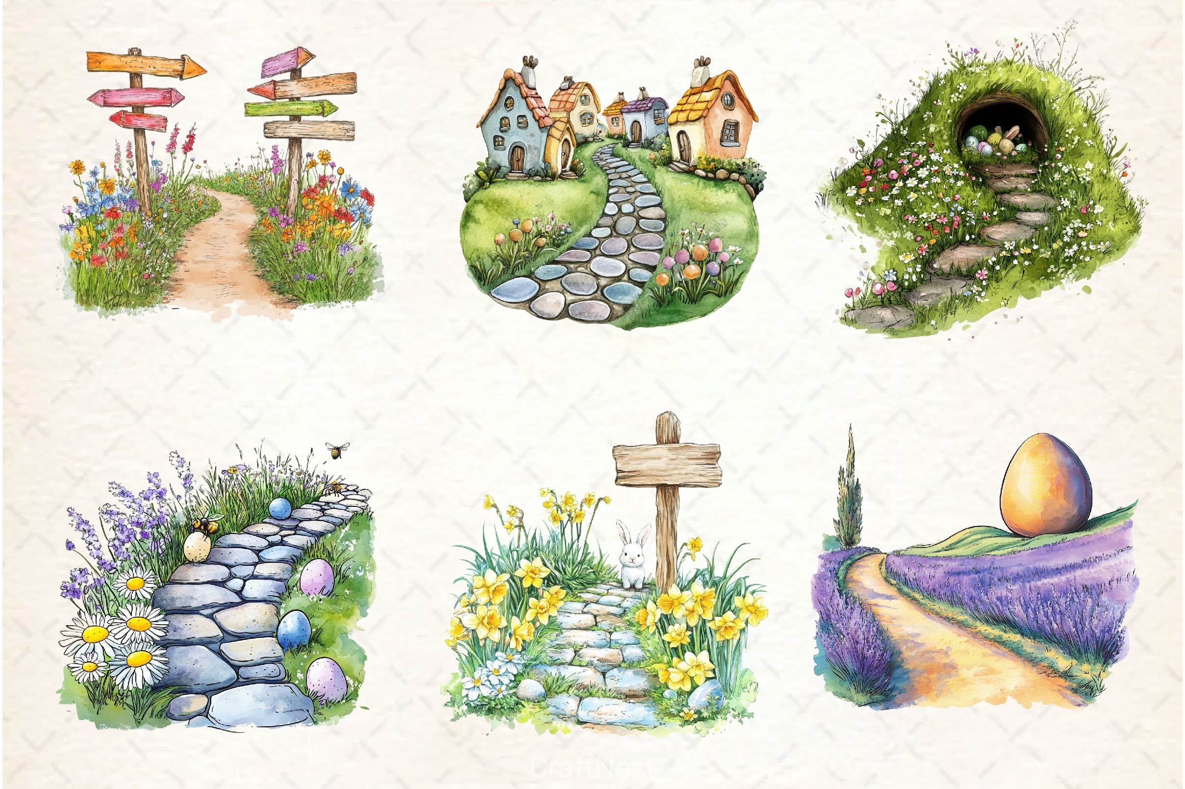 Spring Easter Path Clipart Bundle 2 - CraftNest - Digital Crafting and Art