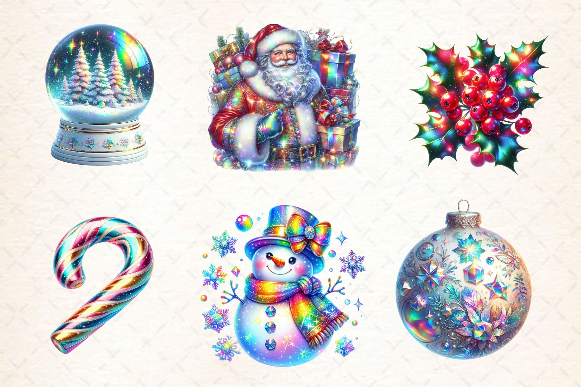 Holographic Christmas Clipart Bundle 5 - CraftNest - Digital Crafting and Art
