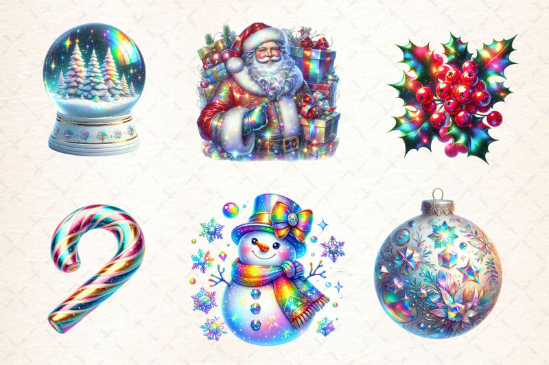 Holographic Christmas Clipart Bundle 5 - CraftNest - Digital Crafting and Art