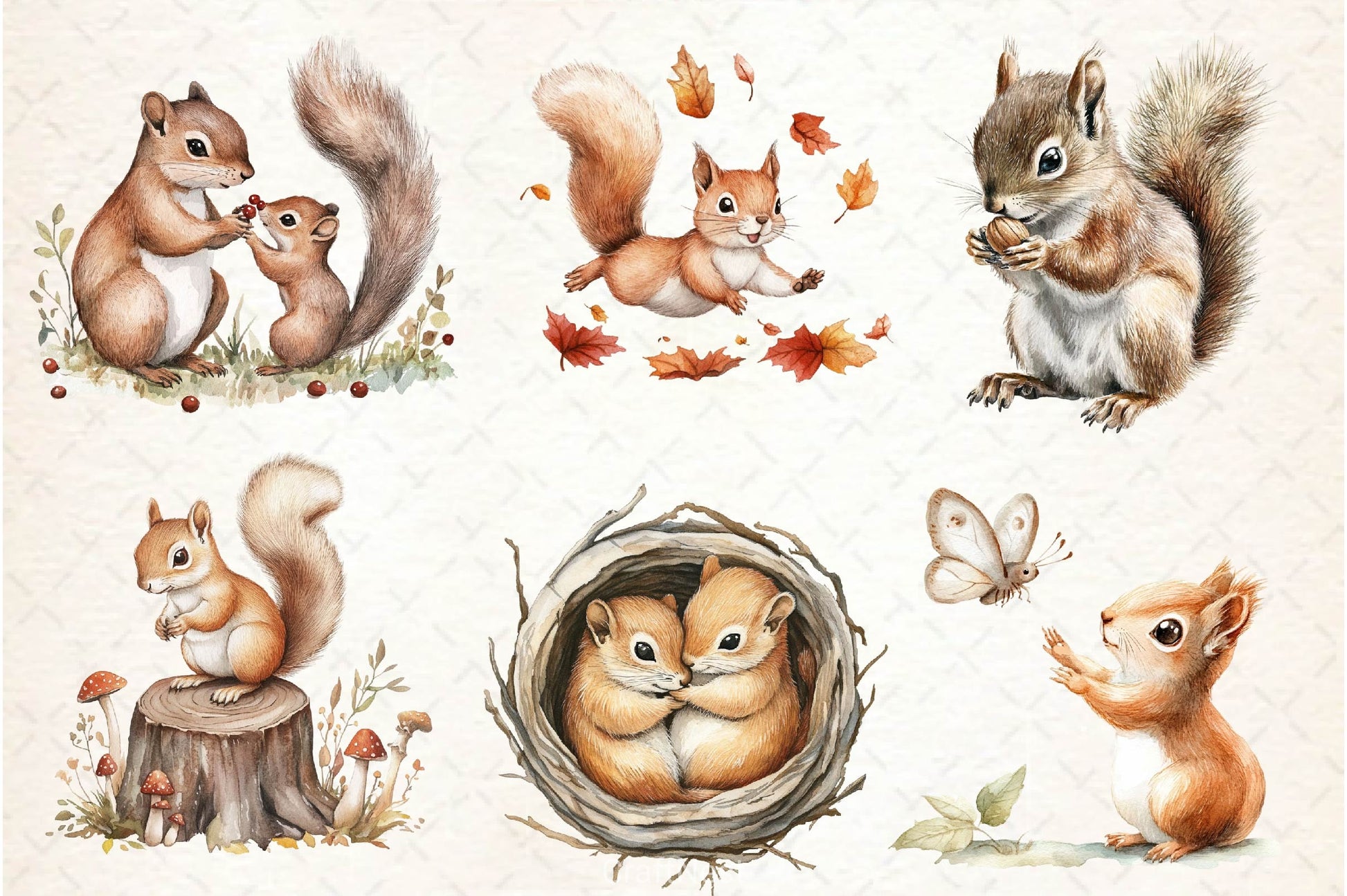 Squirrel Baby Clipart Bundle 2 - CraftNest - Digital Crafting and Art