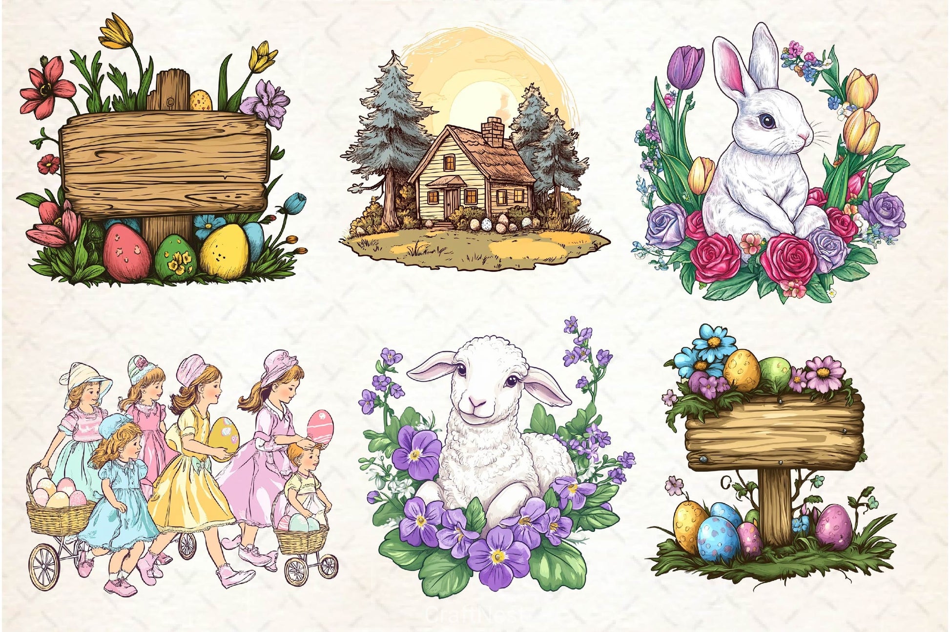 Vintage Easter Springtime Clipart Bundle - CraftNest - Digital Crafting and Art