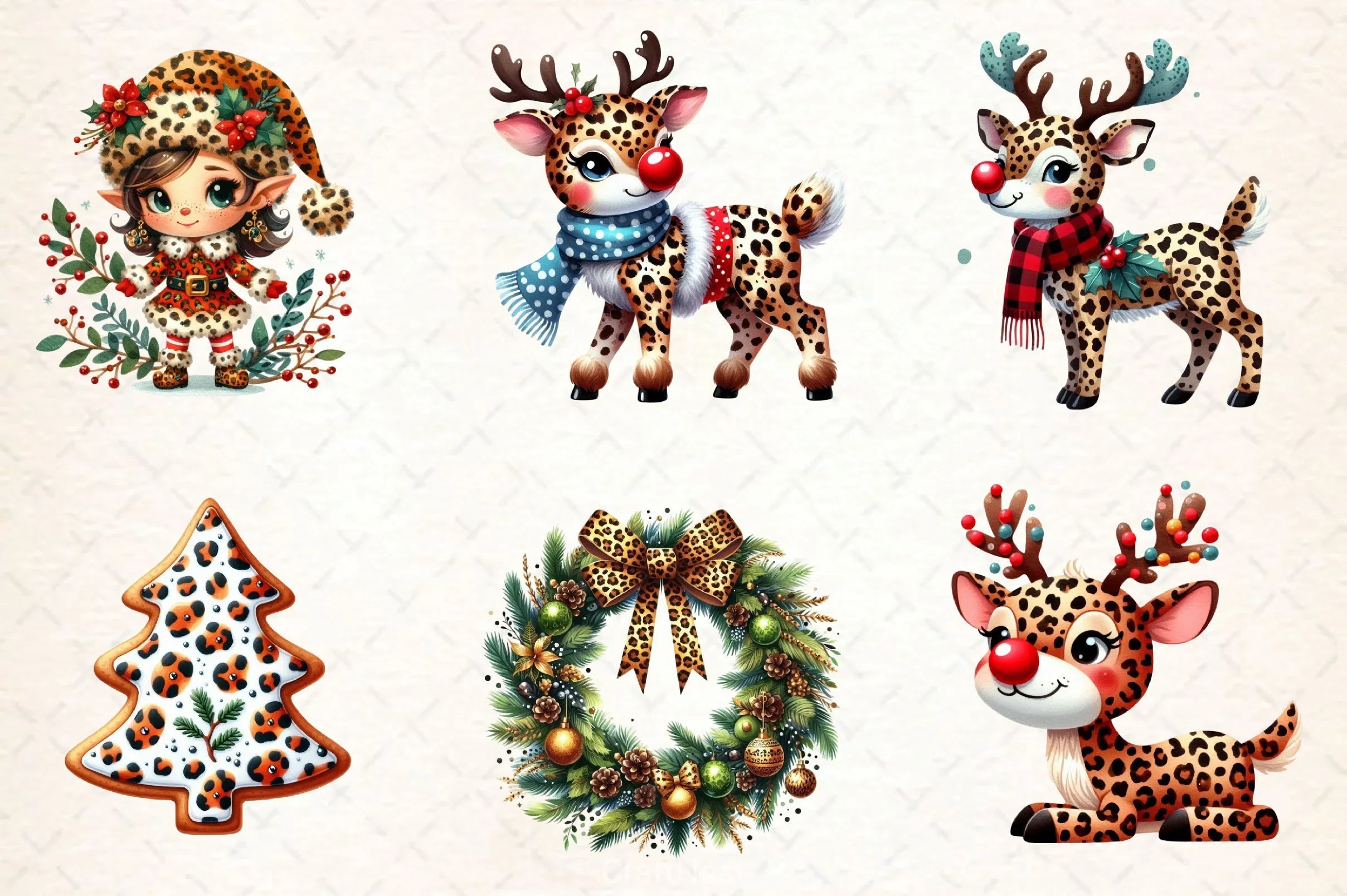 Leopard Print Christmas Clipart Bundle 2 - CraftNest - Digital Crafting and Art