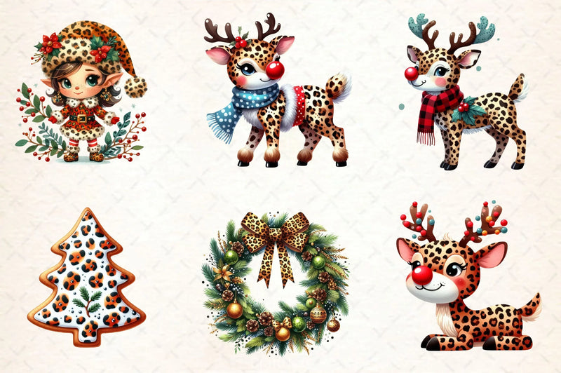 Leopard Print Christmas Clipart Bundle 2 - CraftNest - Digital Crafting and Art