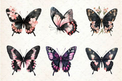 Black And Pink Butterfly Clipart Bundle - CraftNest - Digital Crafting and Art