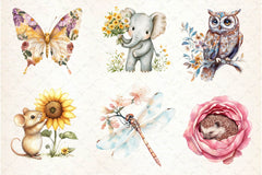 Vibrant Flowers Animals Clipart Bundle - CraftNest - Digital Crafting and Art