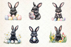 Cute Black Easter Bunny Clipart Bundle 2 - CraftNest - Digital Crafting and Art