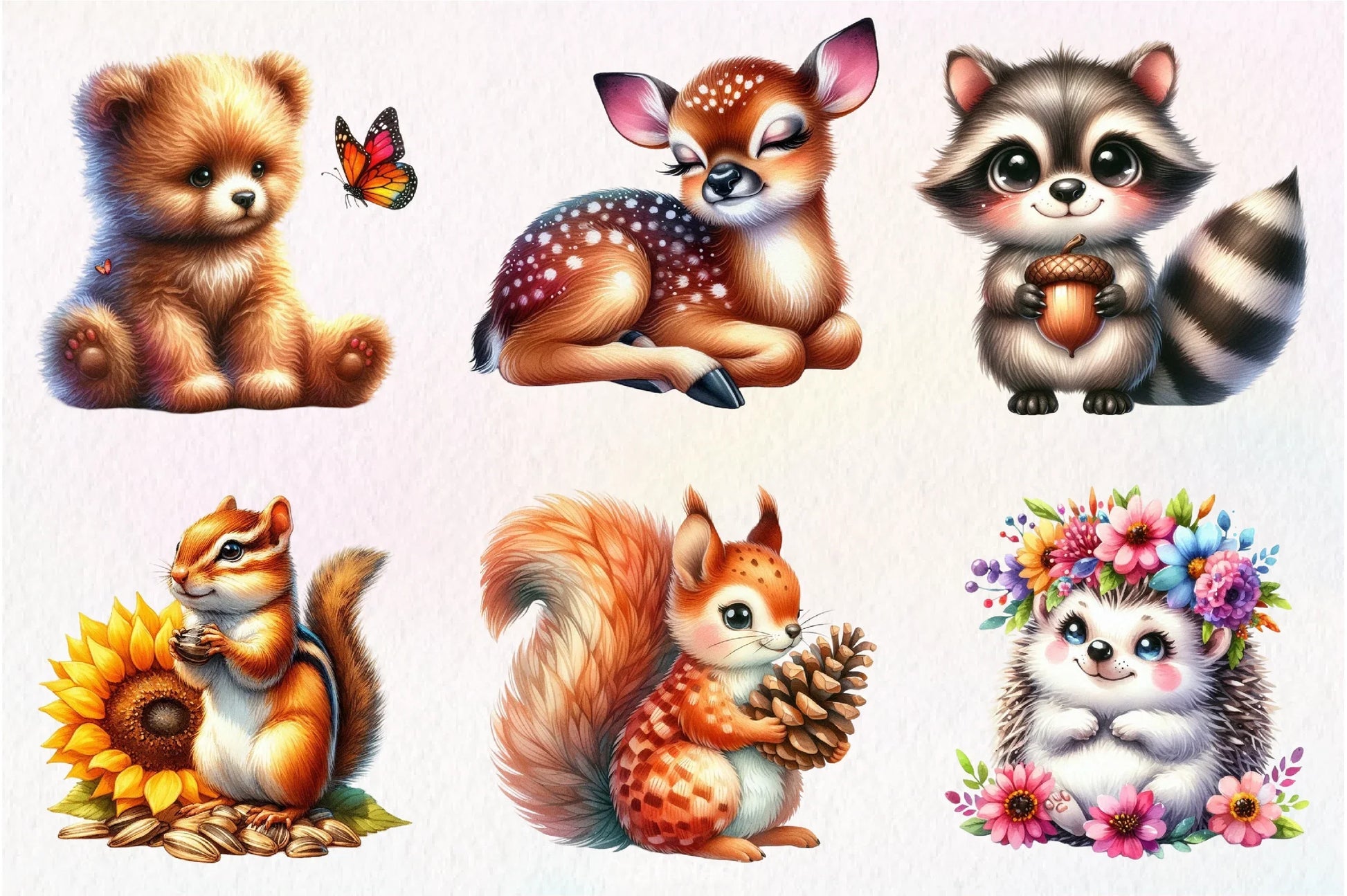 Cute Woodland Animal Clipart Bundle - CraftNest - Digital Crafting and Art