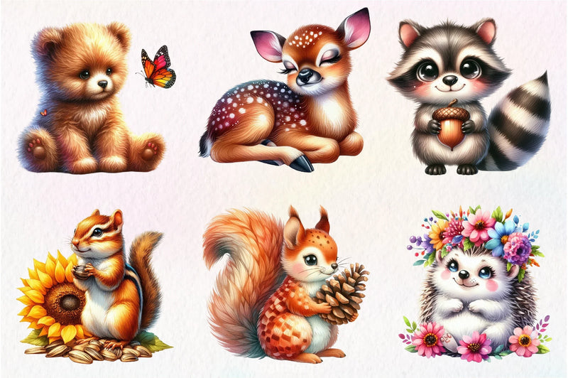 Cute Woodland Animal Clipart Bundle - CraftNest - Digital Crafting and Art