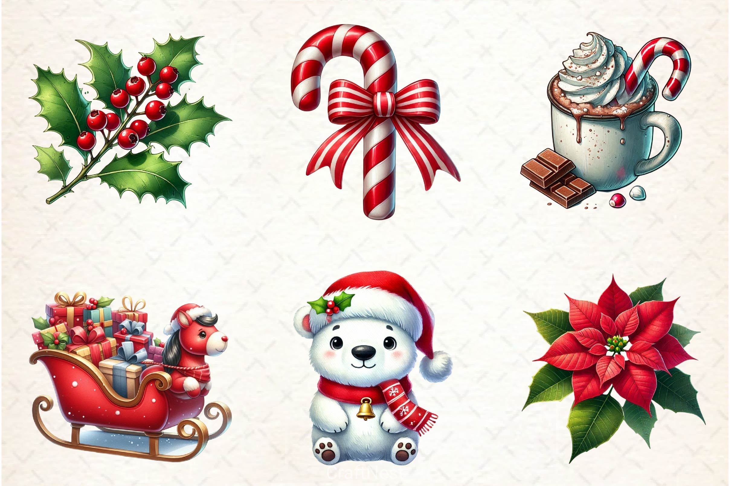 Hand Drawn Cartoon Christmas Clipart Bundle 2 - CraftNest - Digital Crafting and Art
