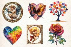 Stained Glass Valentines Clipart Bundle - CraftNest - Digital Crafting and Art