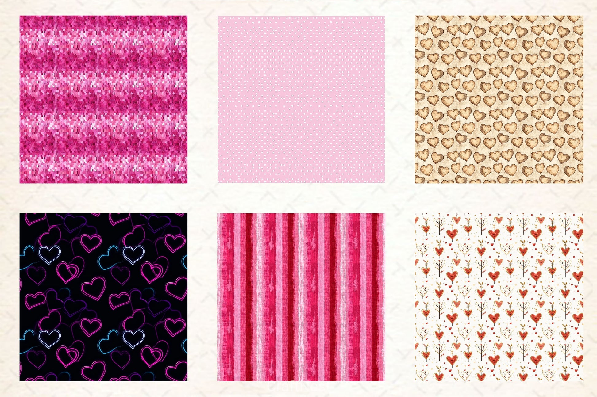 Valentines Day Seamless Pattern Digital Paper - CraftNest - Digital Crafting and Art