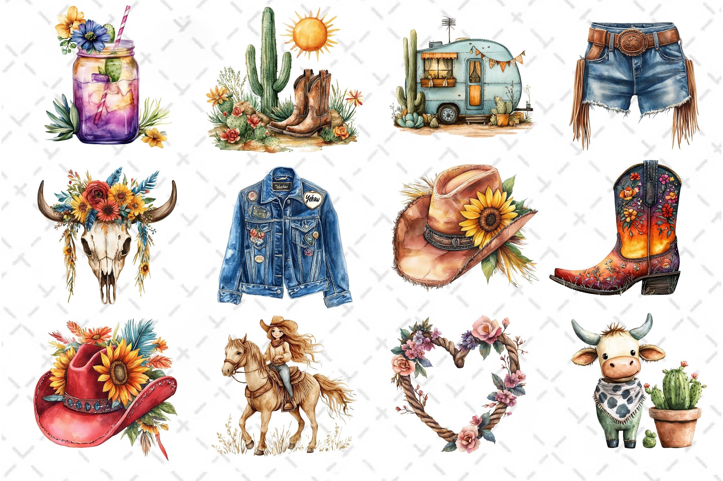 Summer Cowgirl Clipart Bundle 2 - CraftNest - Digital Crafting and Art