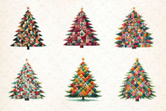 Quilted Christmas Tree Border Clipart Bundle 2 - CraftNest - Digital Crafting and Art