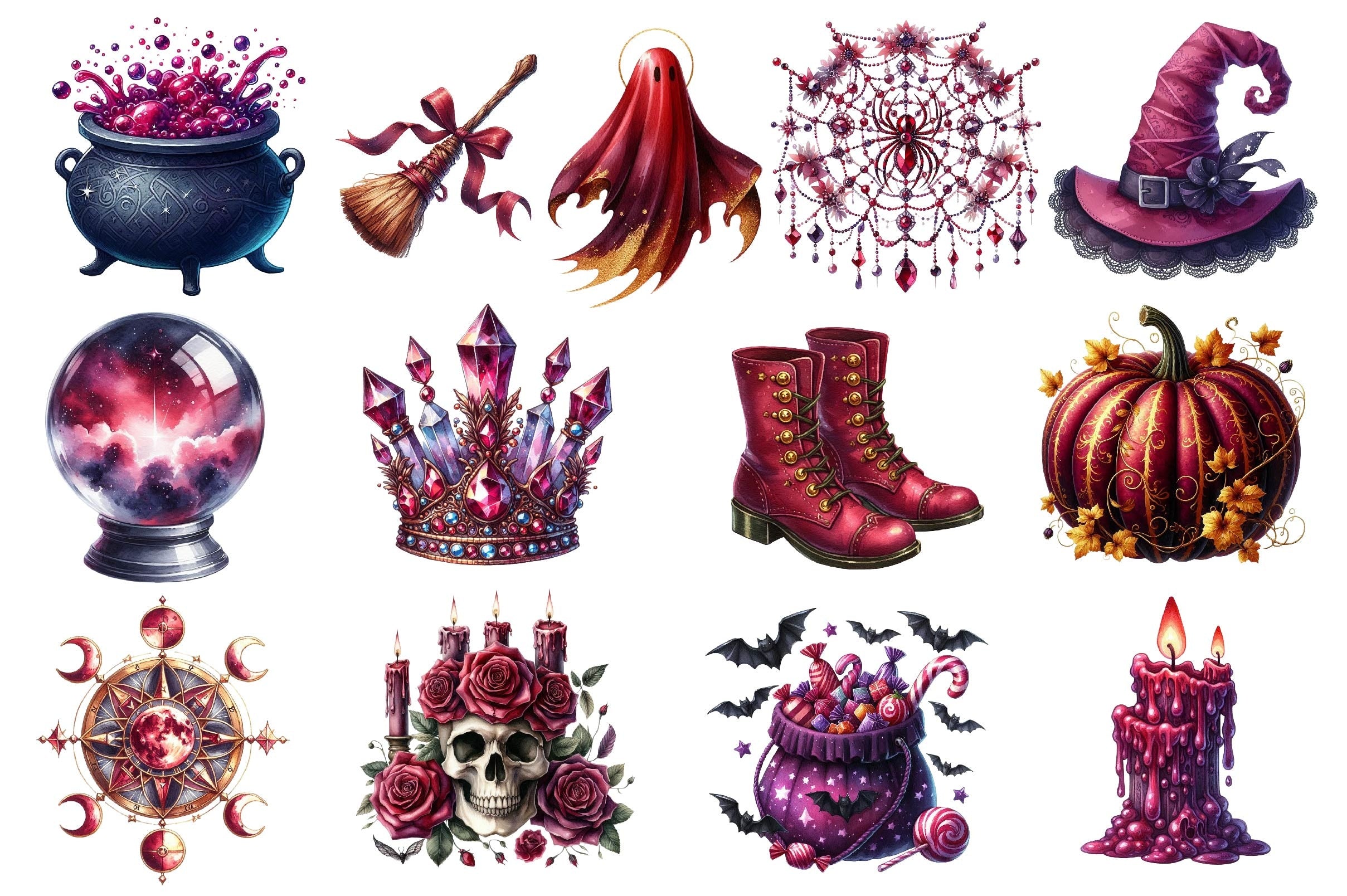 Burgundy & Halloween Clipart Bundle 89 - CraftNest - Digital Crafting and Art