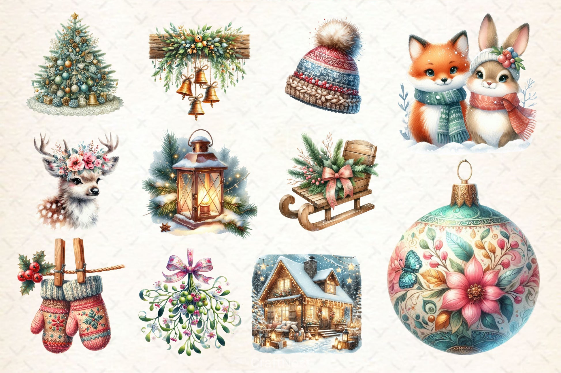 Coquette Rustic Christmas Clipart Bundle - CraftNest - Digital Crafting and Art