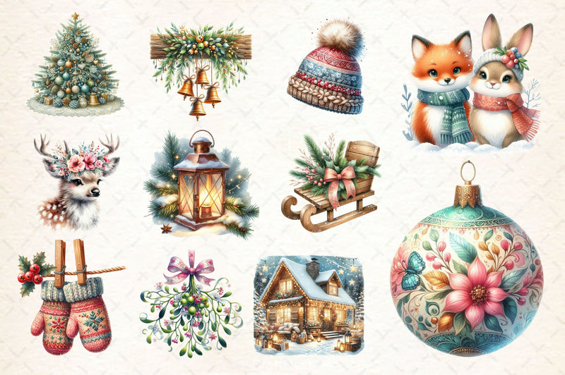 Coquette Rustic Christmas Clipart Bundle - CraftNest - Digital Crafting and Art