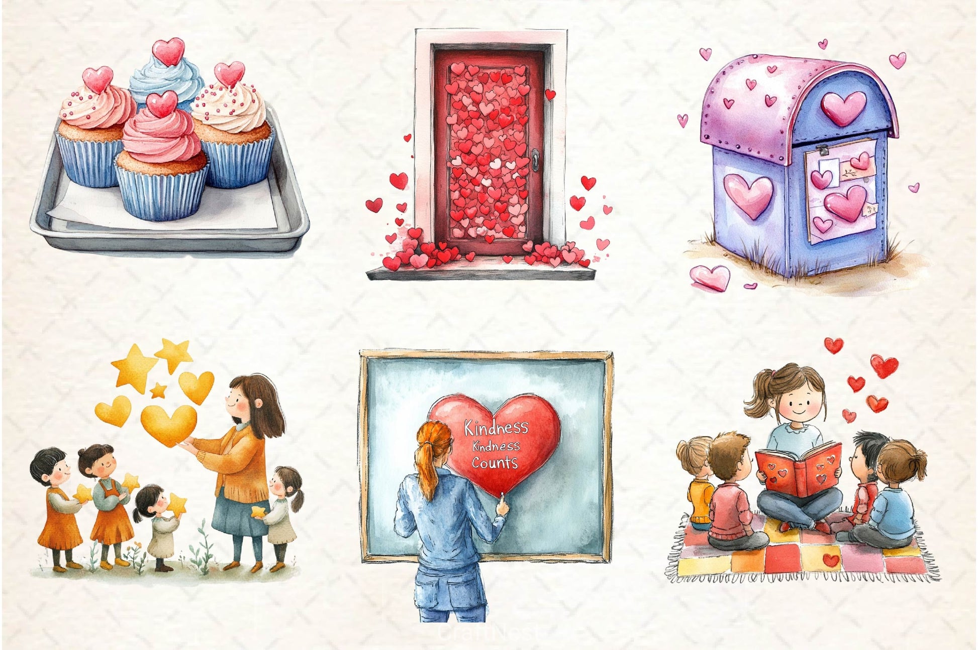 Valentines In School Clipart Bundle 1 - CraftNest - Digital Crafting and Art