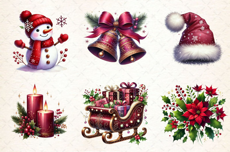 Burgundy Beauty & Holiday Clipart Bundle 2 - CraftNest - Digital Crafting and Art