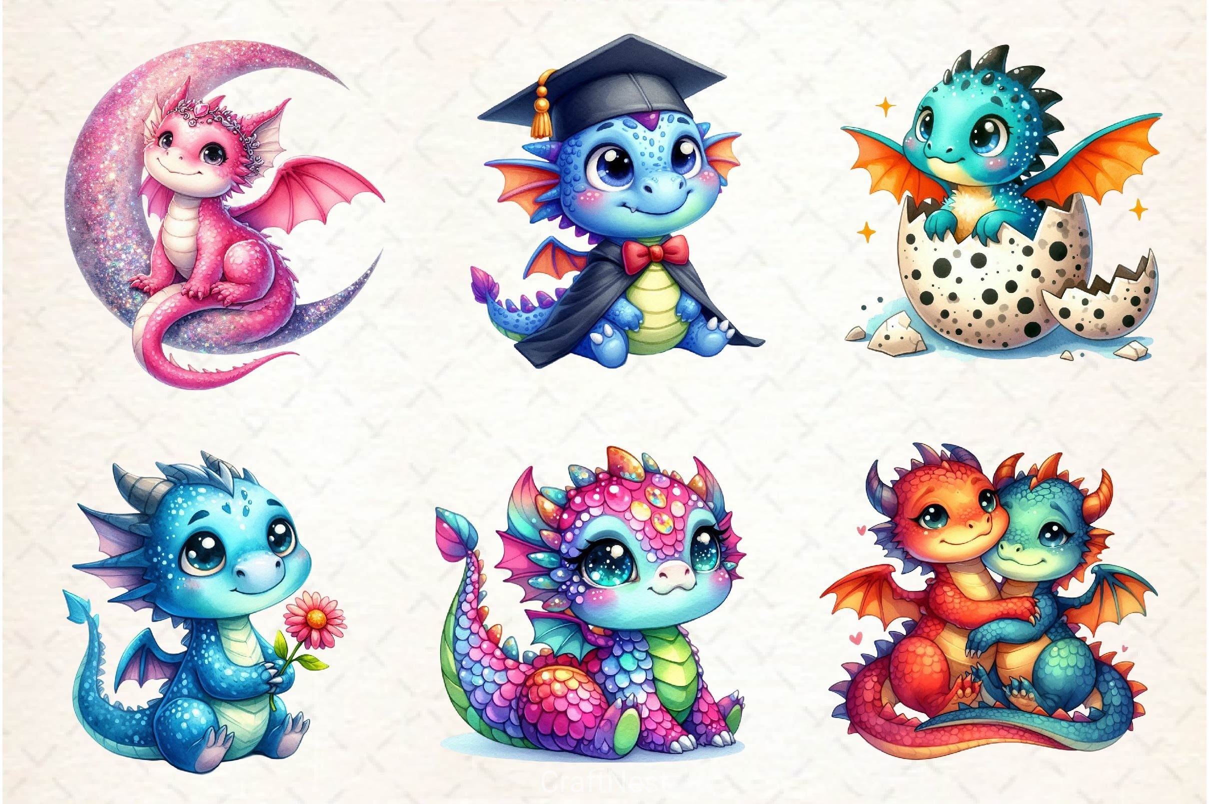 Baby Dragon Clipart Bundle 3 - CraftNest - Digital Crafting and Art