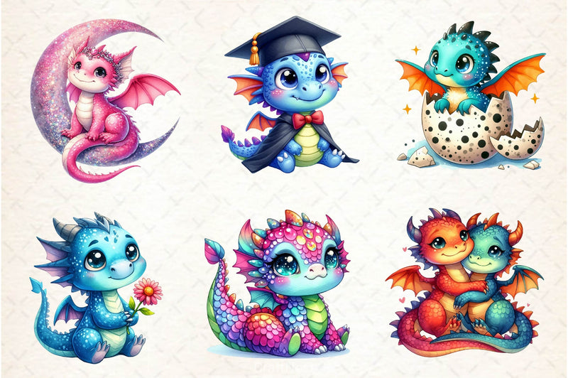 Baby Dragon Clipart Bundle 3 - CraftNest - Digital Crafting and Art