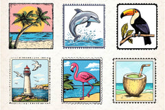 Summer Postage Stamp Clipart Bundle 2 - CraftNest - Digital Crafting and Art