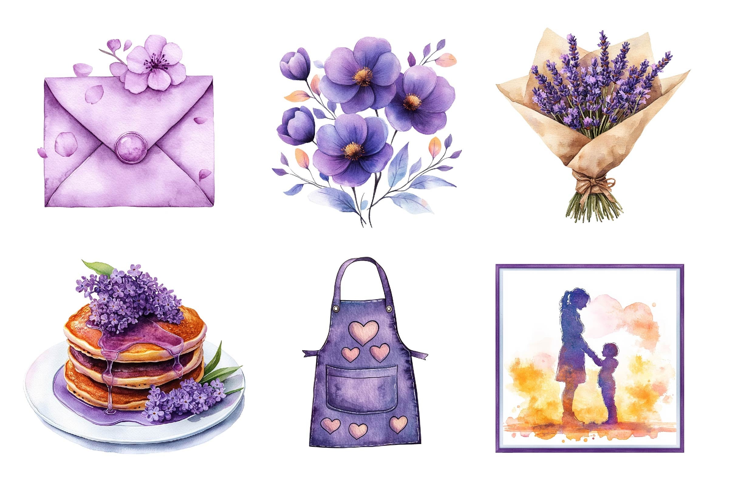 Purple Mother's Day Clipart Bundle - CraftNest - Digital Crafting and Art