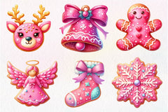 Pink Christmas Cookie Clipart Bundle - CraftNest - Digital Crafting and Art