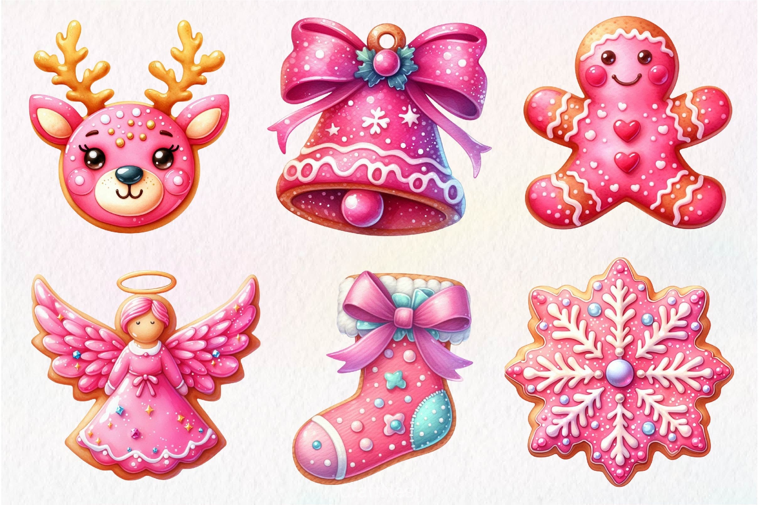 Pink Christmas Cookie Clipart Bundle - CraftNest - Digital Crafting and Art