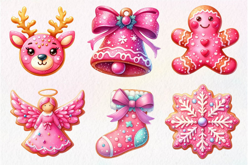 Pink Christmas Cookie Clipart Bundle - CraftNest - Digital Crafting and Art