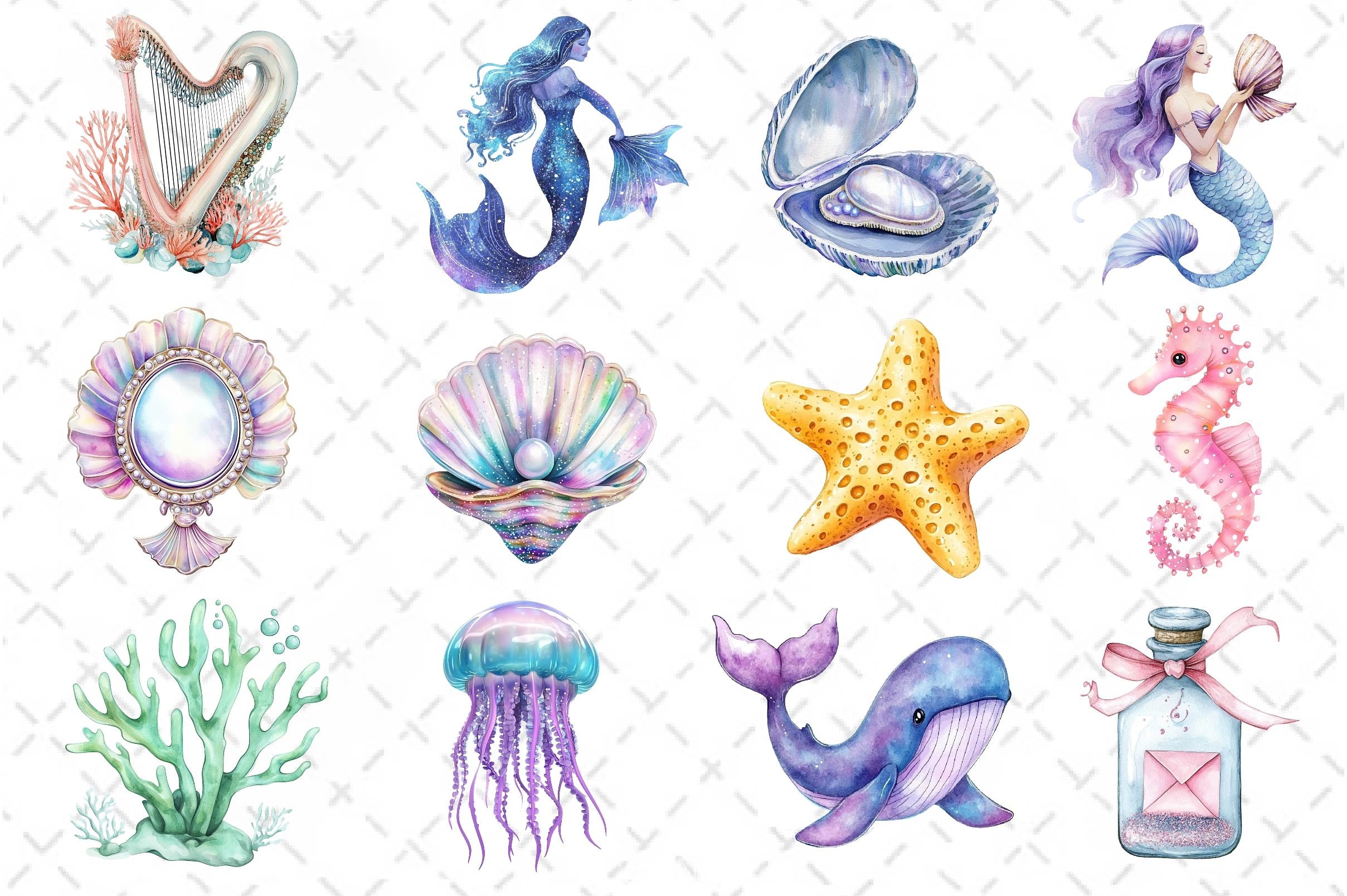 Little Mermaid Under The Sea Clipart Bundle 2 - CraftNest - Digital Crafting and Art