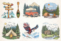 Vintage Mountain Adventure Clipart Bundle 2 - CraftNest - Digital Crafting and Art