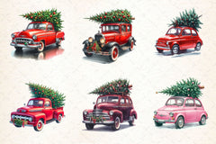 Christmas Car With Tree Clipart Bundle - CraftNest - Digital Crafting and Art