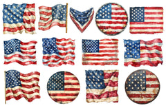 Vintage Grunge American Flag Clipart Bundle - CraftNest - Digital Crafting and Art