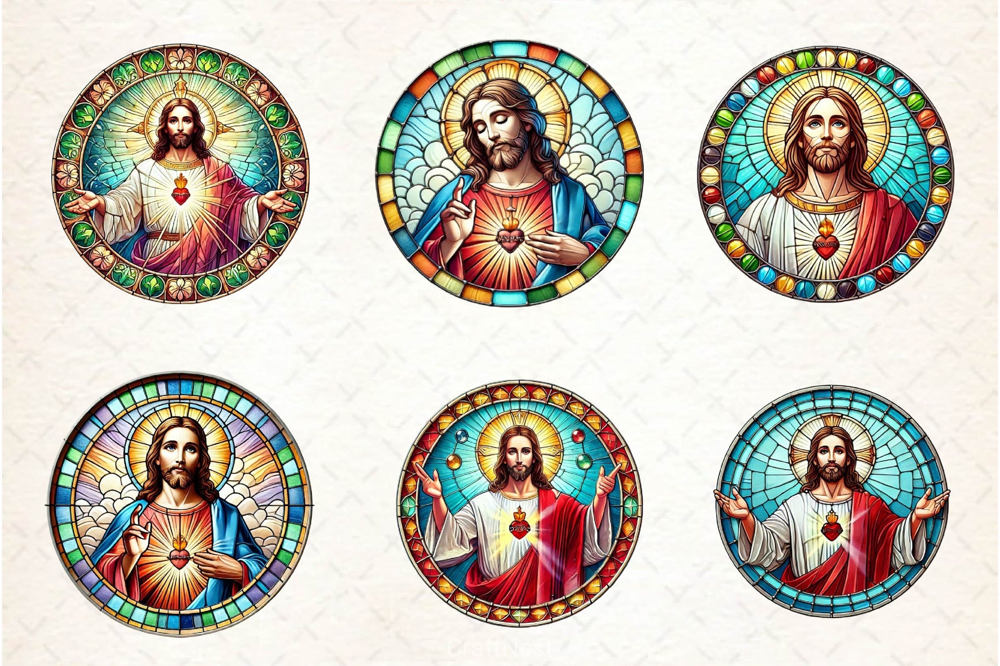 Stained Glass Jesus Clipart Bundle - CraftNest - Digital Crafting and Art