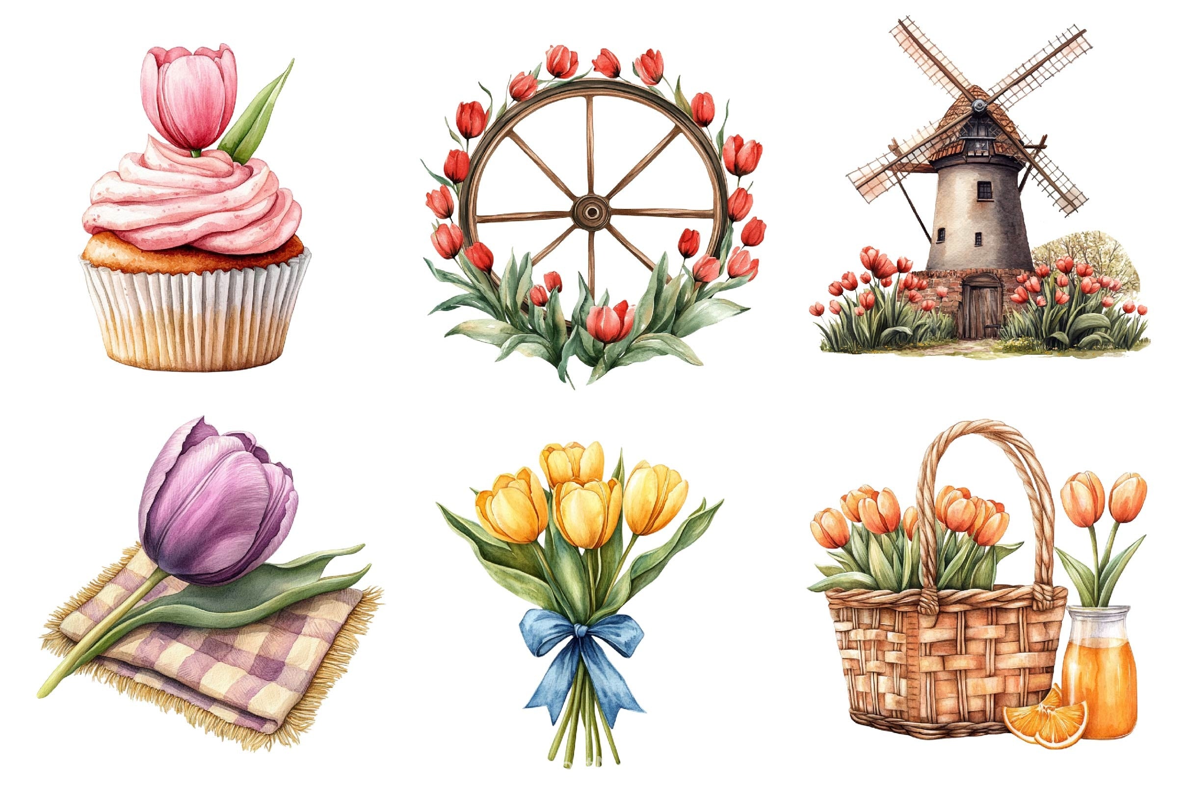 Amsterdam Summer Tulips Clipart Bundle - CraftNest - Digital Crafting and Art