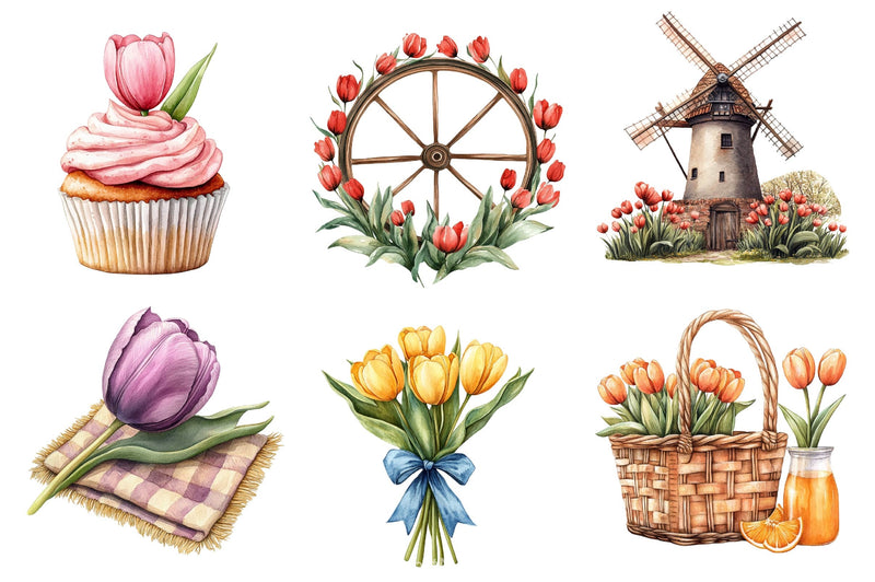 Amsterdam Summer Tulips Clipart Bundle - CraftNest - Digital Crafting and Art