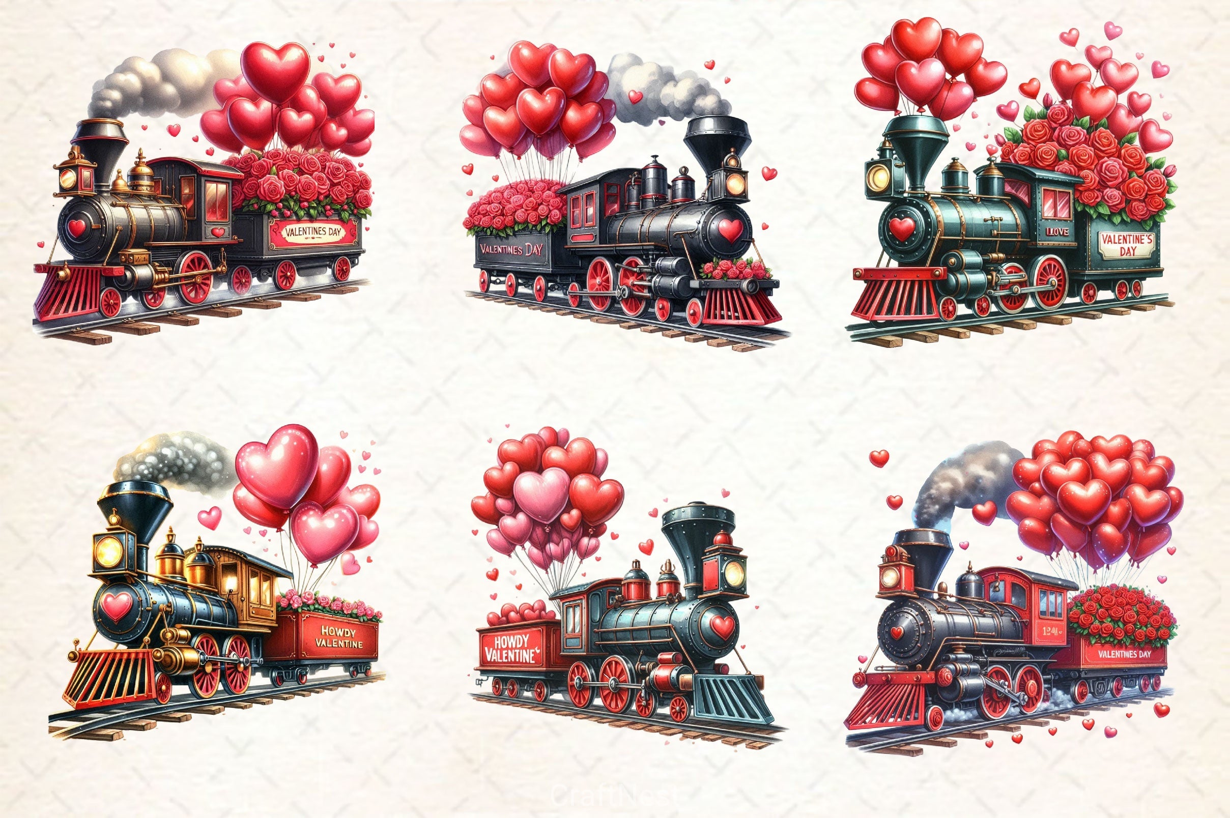 Valentine's Train Clipart Bundle 3 - CraftNest - Digital Crafting and Art