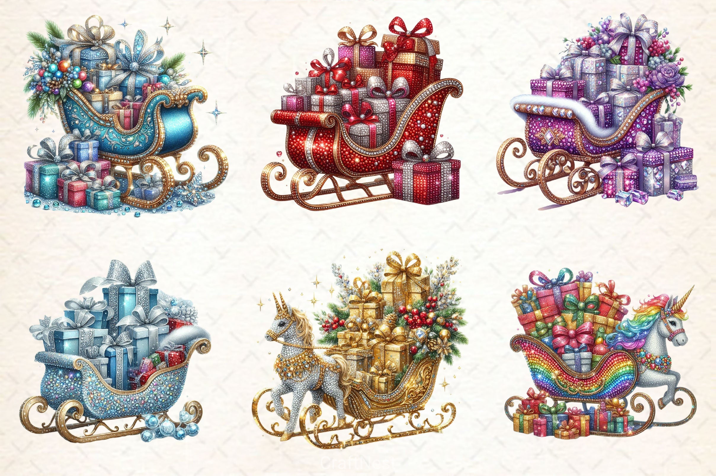 Sleigh Sparkling Xmas Clipart Bundle - CraftNest - Digital Crafting and Art